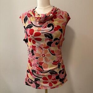 Y2K Pursuit.Ltd Pink‎ Floral Cowl Neck Top Size Women's Large